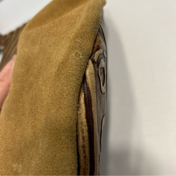 Vintage Claudia Firenze Tooled Leather & Suede Shoulder Bag Hobo Tote EUC - Picture 7 of 9